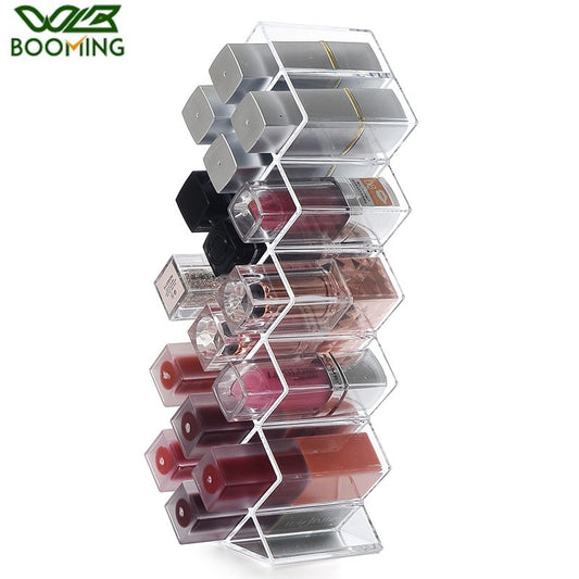 WBBOOMING Vertical 16 Grids Lipstick Storage Box Desktop Finishing Transparent Acrylic Lipstick Box Display Shelf And Organizor