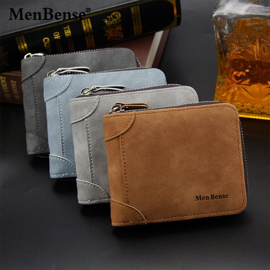 Fashion Zipper Men&#39;s Wallet Small Short Credit Card Holder for Male Vintage Mini Man Purse with Coin Pocket Men&#39;s Casual Wallet