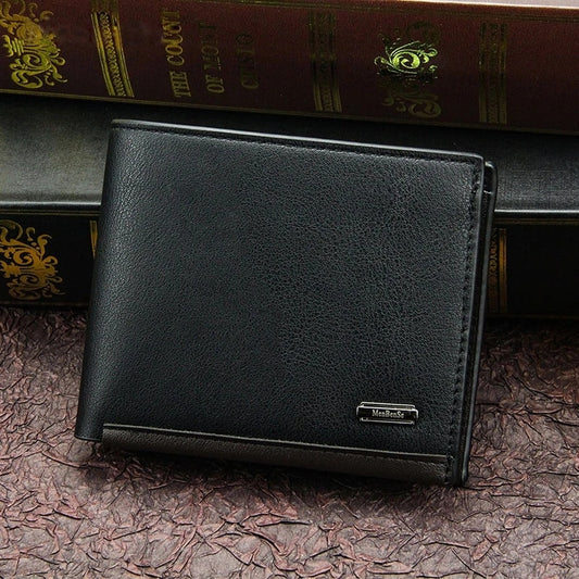 Men&#39;s Wallet Money Bag Solid Color Leather Business Large-capacity Fashion Retro Business Wallet Vintage Male Walltes Purse