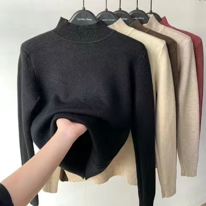 Women Turtleneck Sweater Autumn Winter Elegant Thick Warm Long Sleeve Knitted Pullover Female Basic Sweaters Casual Jumpers Tops Black